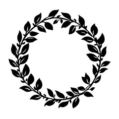 Black Wreath Icon with Leaves Representing Minimalist Autumn Decor and Seasonal Celebration