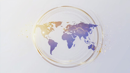 Abstract white background with Colorful business connection of line from nail node to node on world map background Innovation network points Earth's surface
