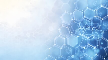 Abstract Background with Blue Hexagon Pattern and Blurred Lights