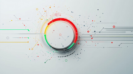 Naklejka premium Abstract white background with Colorful circle lines. Digital future technology . Abstract business connection of lines from nodes innovation of communication in the network.