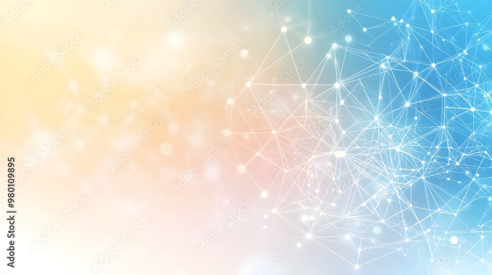 Poster abstract network pattern with pastel background and white nodes