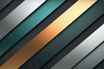 Obraz premium Abstract Diagonal Pattern of Gold, Silver, Teal, and Grey Stripes