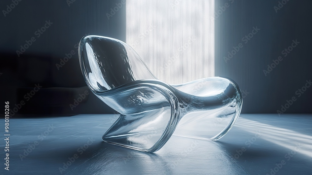Poster a sleek, futuristic ergonomic chair made of translucent materials with a minimalist design. create a