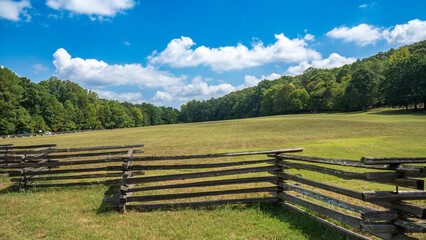 Beautiful views at Kennesaw Mountain National Battlefield park, Georgia. Visitors have many options to hike, walk, jog around the beautiful hilly streets or path inside the woods. 