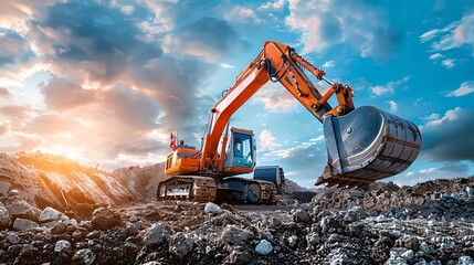 Excavator Working Construction Site 