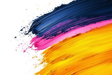 Abstract Painting with Blue, Pink, and Yellow Strokes