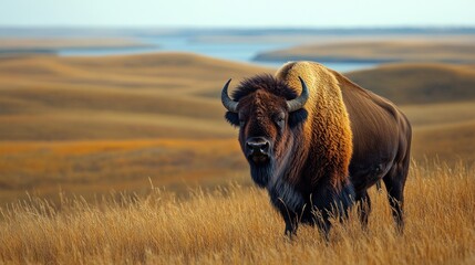 Bison in a Grassy Meadow