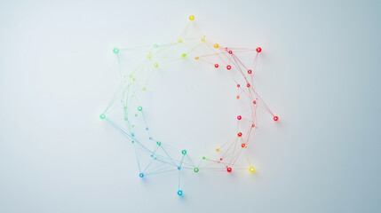 Naklejka premium Abstract white background with Colorful geometric and circle lines. Digital future technology . Abstract business connection of lines from nodes innovation of communication in the network.