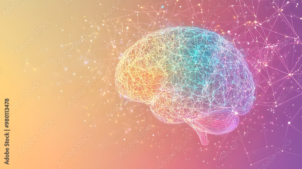 Poster abstract representation of a brain with connections
