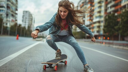 woman on a skateboard
