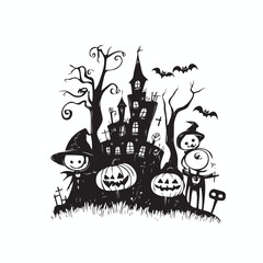 Halloween party pumpkins vector logo