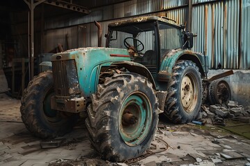 Old tractor and spare parts