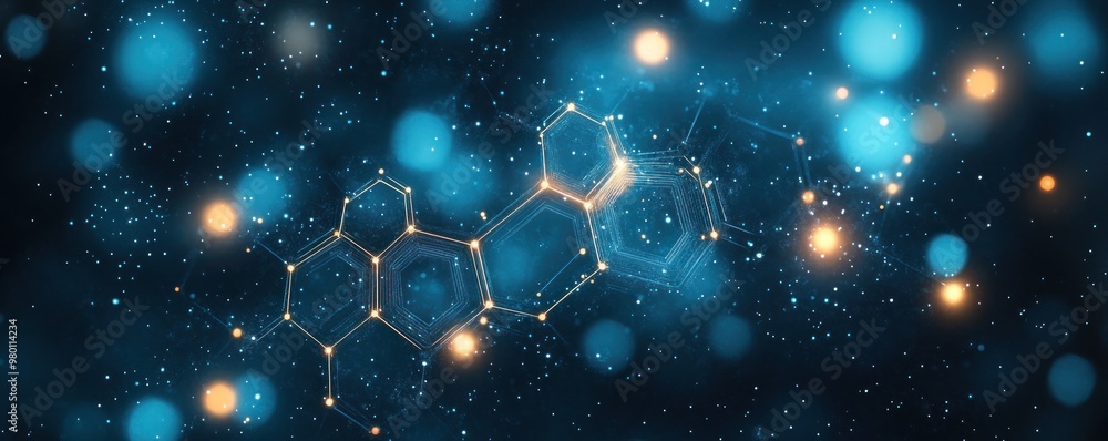 Poster abstract digital network pattern with glowing lights