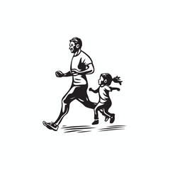Fototapeta premium father running with their child vector logo