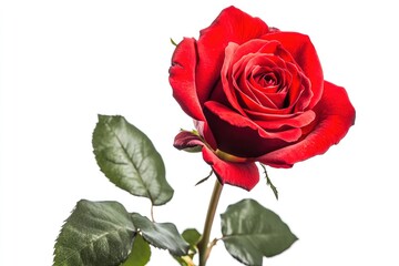 Naklejka premium Red Rose Flower. Red Rose against on isolate white background. clipping path, ai