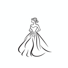 Fototapeta premium abstract women wearing wedding dress vector logo