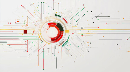 Obraz premium Abstract white background with Colorful circle lines. Digital future technology . Abstract business connection of lines from nodes innovation of communication in the network.