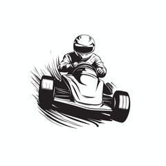 go kart vector logo, man driving go kart vehicles 