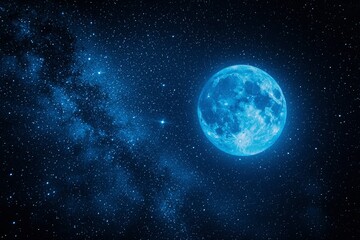 Fototapeta premium Full Moon and Starry Night Sky with the Milky Way