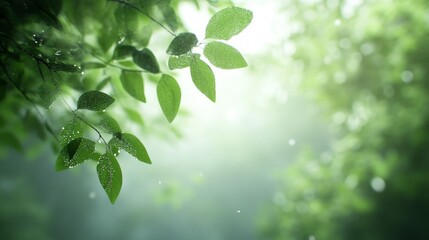 Obraz premium Lush Canopy Embrace, a serene forest scene with a minimalist backdrop, showcasing vibrant green foliage and open spaces, inviting tranquility and reflection.