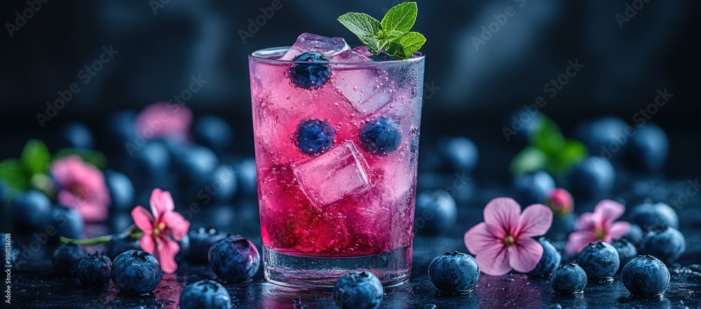 Poster Blueberry Iced Drink with Mint