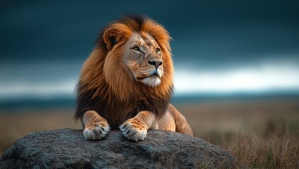 Majestic Lion in the Savannah