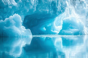 Fototapeta premium An Iceberg Cave Opening Reflecting in Still Water