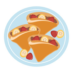 Peanut Butter Crepes Stuffed with Strawberries and Bananas