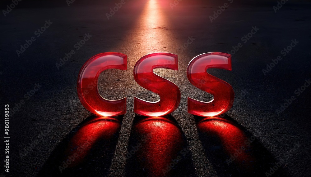 Poster css logo in glossy red letters on dark background