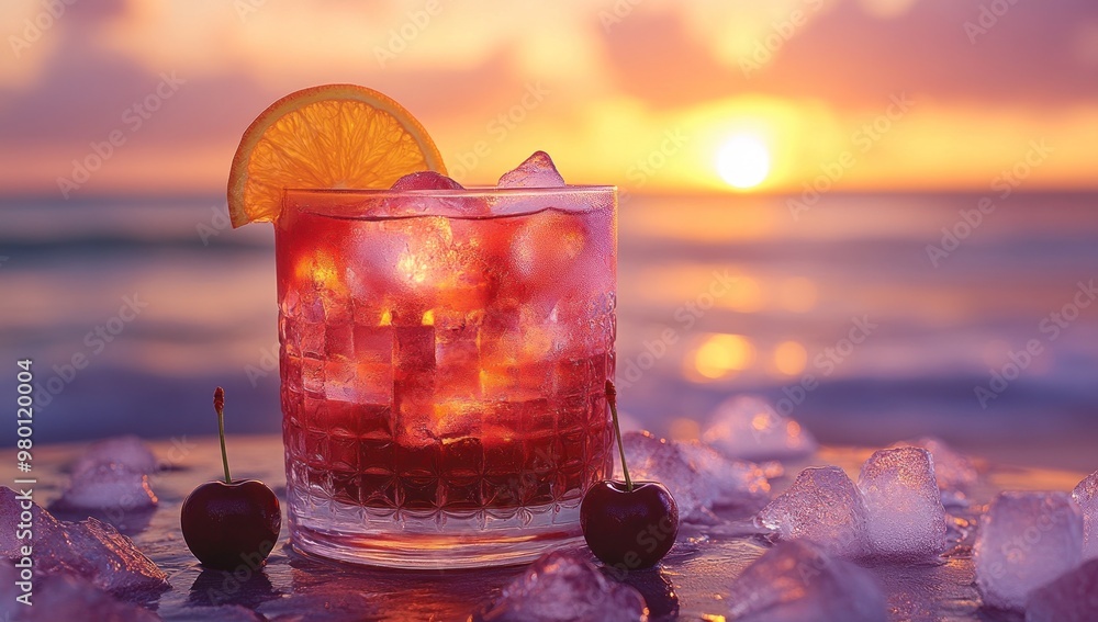 Canvas Prints Cocktail Sunset Beach