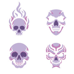 4 Halloween skull vector art