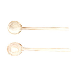 Wooden Spoons. Watercolor Clip Art on a white background. The illustration is hand drawn in pastel colors. Suitable for card designs, textiles and scrapbooking.
