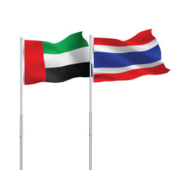 UAE,Thailand flags together on pole