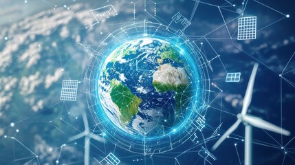 Fototapeta premium Sustainable Earth Powered by Renewable Energy Technology