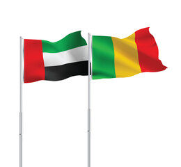 UAE,Mali flags together on pole