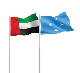 UAE,Micronesia flags together on pole