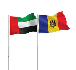 UAE,Moldova flags together on pole