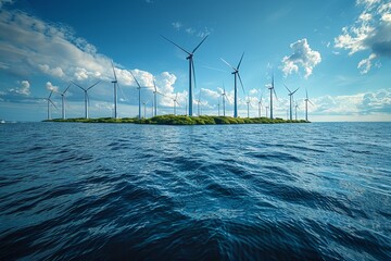 Offshore wind farms  harnessing clean energy from marine turbines beneath the open sky