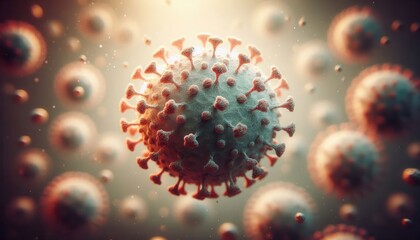 A detailed 3D representation of the coronavirus, ideal for educational, medical, and research purposes, illustrating the structure and impact of viruses.