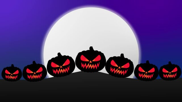 halloween pumpkin animation under moonlight, halloween background