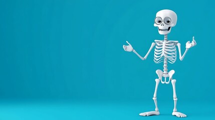Whimsical Skeleton Cartoon Illustration for Fun Kids Education with Copy Space for Text