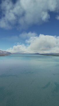 Aerial drone view of Lake Tekapo on the South Island in New Zealand