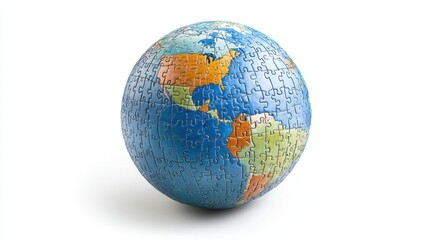 Puzzle earth planet on white background,Globe or sphere from puzzles on white background,Save The Earth illustration set,environment,Vector drawing,Hand drawn style,space for text.