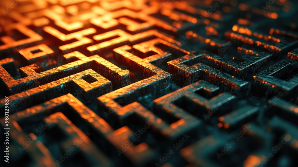 Poster intricate pathway concept featuring a complex labyrinth or maze representing a challenging game or d
