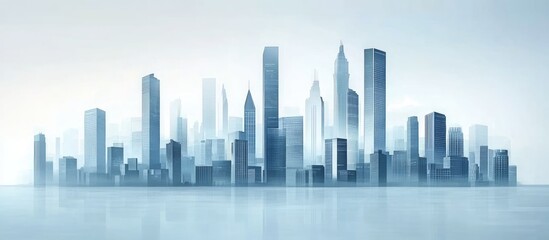 Fototapeta premium Contemporary architectural view urban landscape on a neutral background modern structures within the city skyline