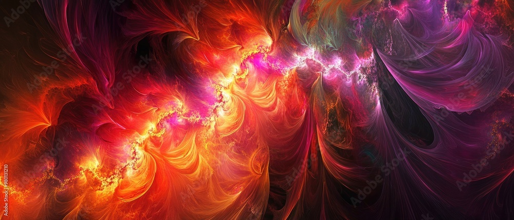 Poster vibrant abstract image created through computer generated fractal art