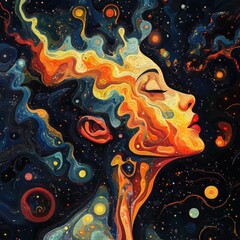 Obraz premium Abstract Cosmic Woman Portrait