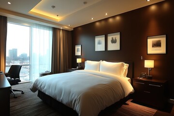 Modern Hotel Room with City View