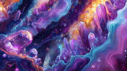 Obraz premium Psychedelic Crystal Abstract Surreal Art Illustration