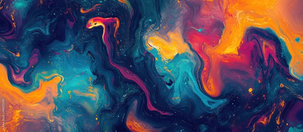 Poster vibrant abstract background featuring a colorful texture with chaotic elements showcasing a psychede